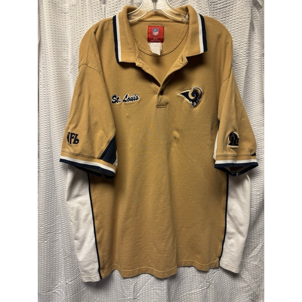 Vintage St. Louis Rams‎ Polo Gold Embroidered NFL Y2K Men's 2XL Fangear